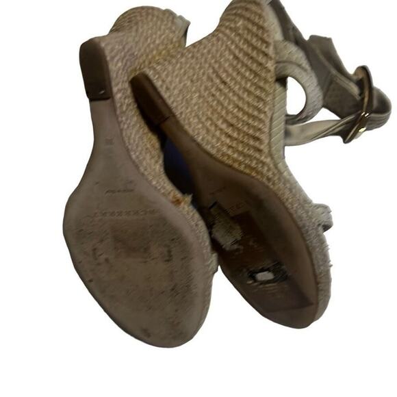 Burberry Womens Beige Tan Leather Snake Embossed Wedge Sandals Size 35 - Picture 3 of 10